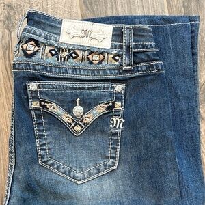 Miss Me Dark Blue Boot Cut Jeans with Embellishments